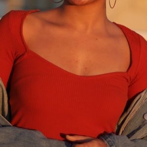 Forever 21 fitted, deep-neck shirt